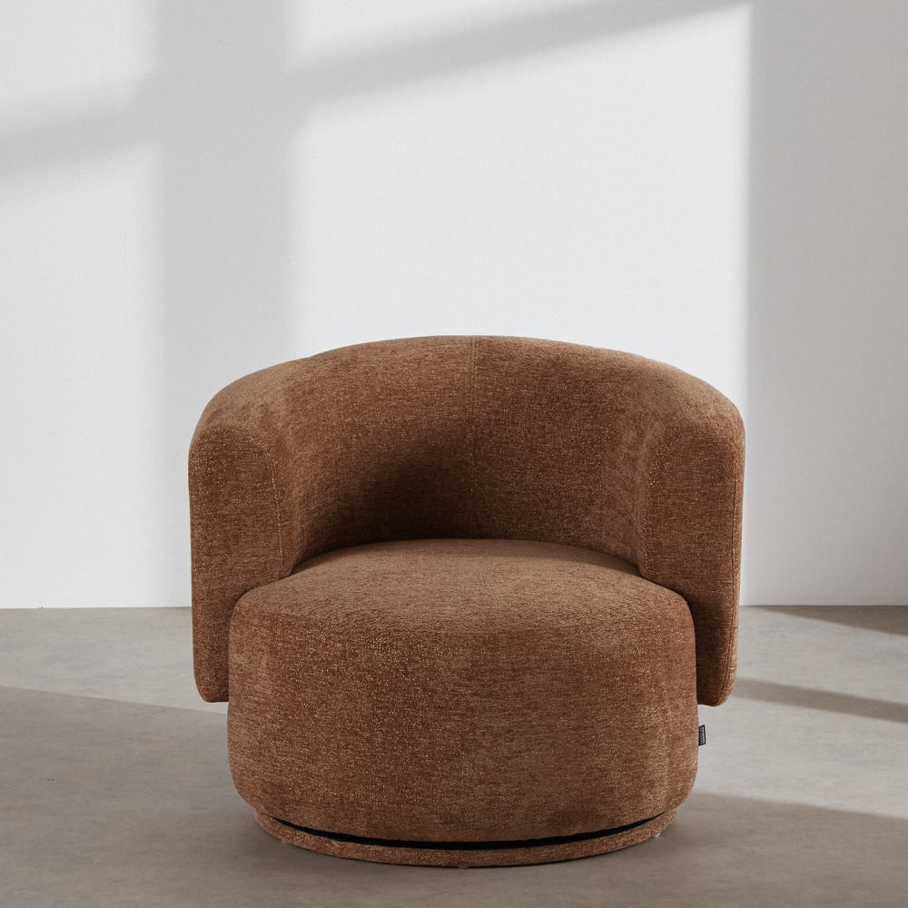 Drehsessel aus braunem Polyestergewebe - Maisons Du Monde