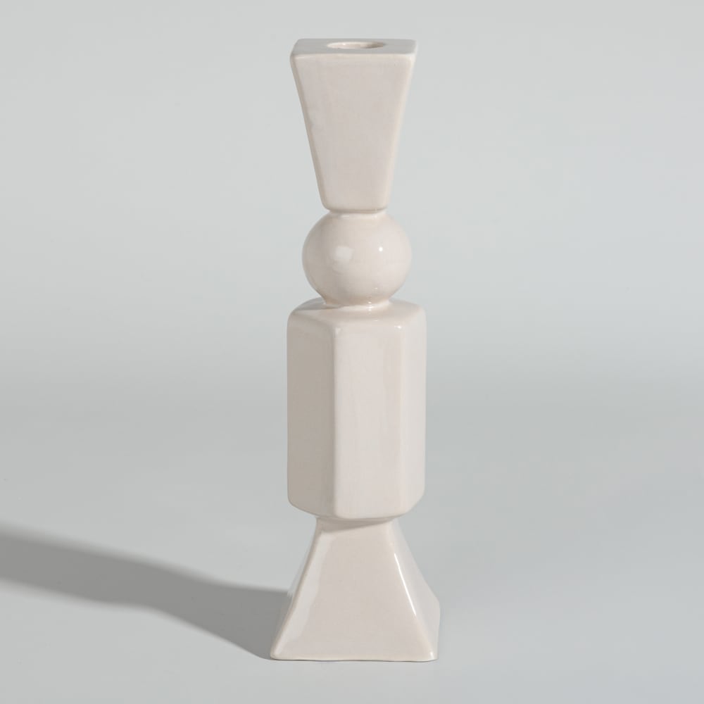 Bougeoir en céramique beige