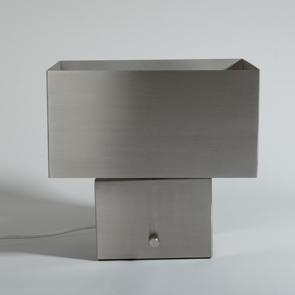 Lampe cubique en inox argenté