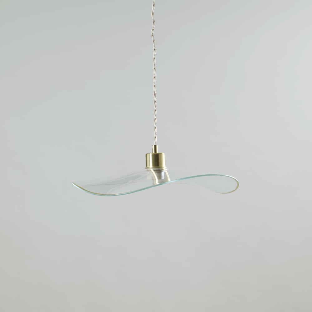 Lámpara de techo de vidrio transparente con borde dorado