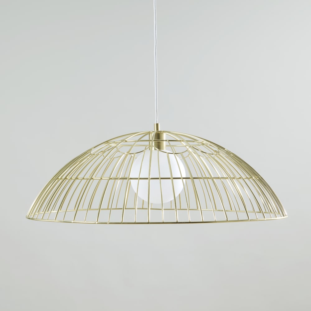 Suspension dôme en acier ajouré doré