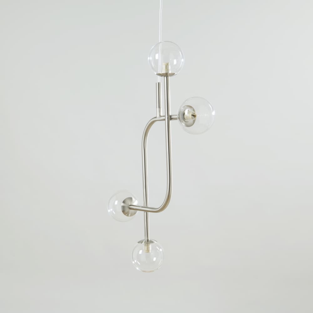 Suspension en acier brossé avec 4 globes transparents — vue 3