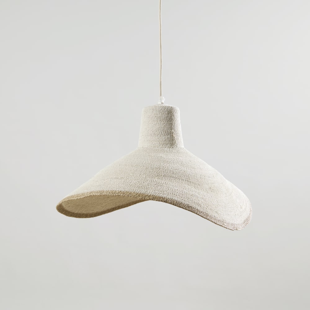 Suspension conique en jute crème et liseré marron