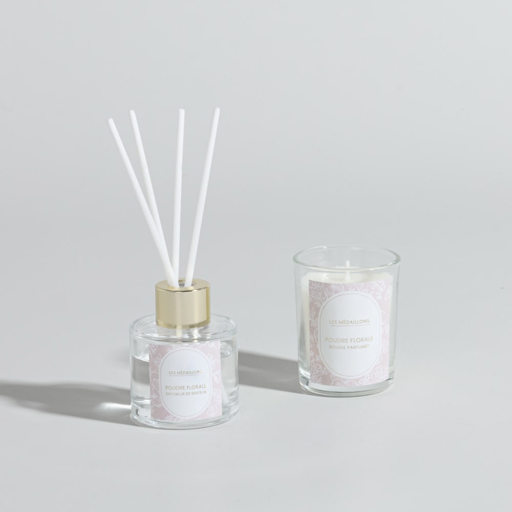 Coffret bougie parfumée et diffuseur de parfum coeur de fleur 30ml