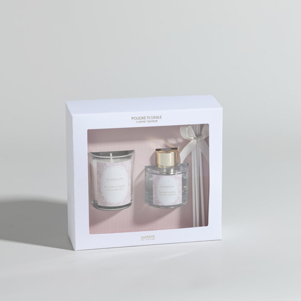 Coffret bougie parfumée et diffuseur de parfum coeur de fleur 30ml - Maisons du Monde