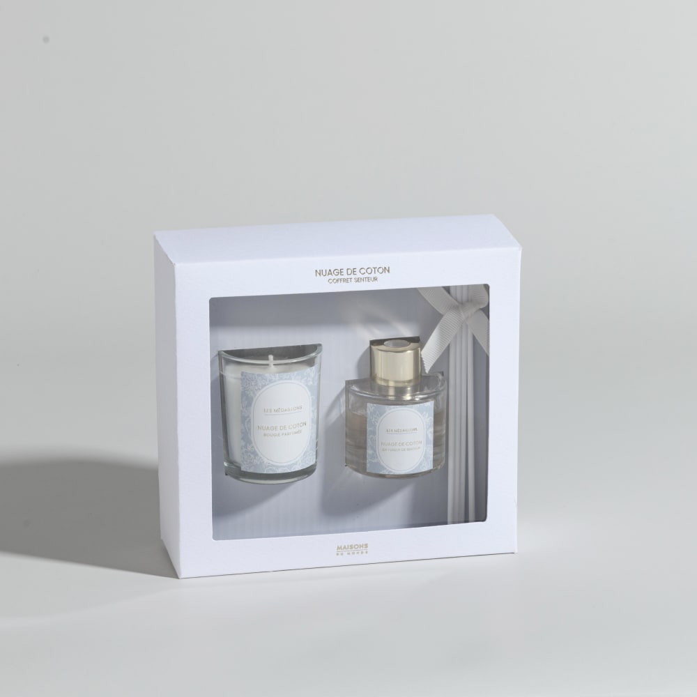 Coffret bougie parfumée et diffuseur de parfum nuage de coton 30ml - Maisons du Monde