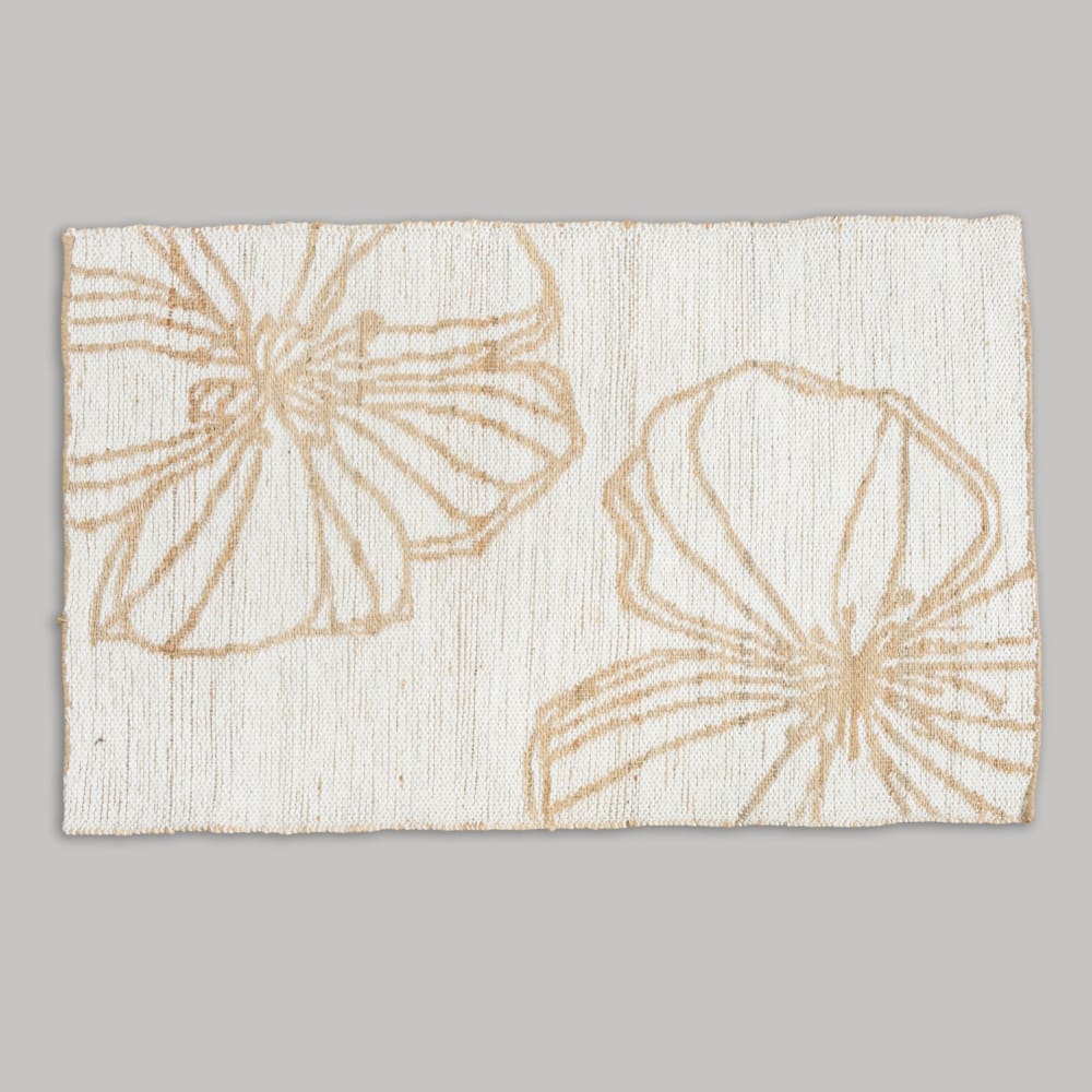 Tapis en jute et laine tissé jacquard beige et écru, 90x150 cm — vue 3