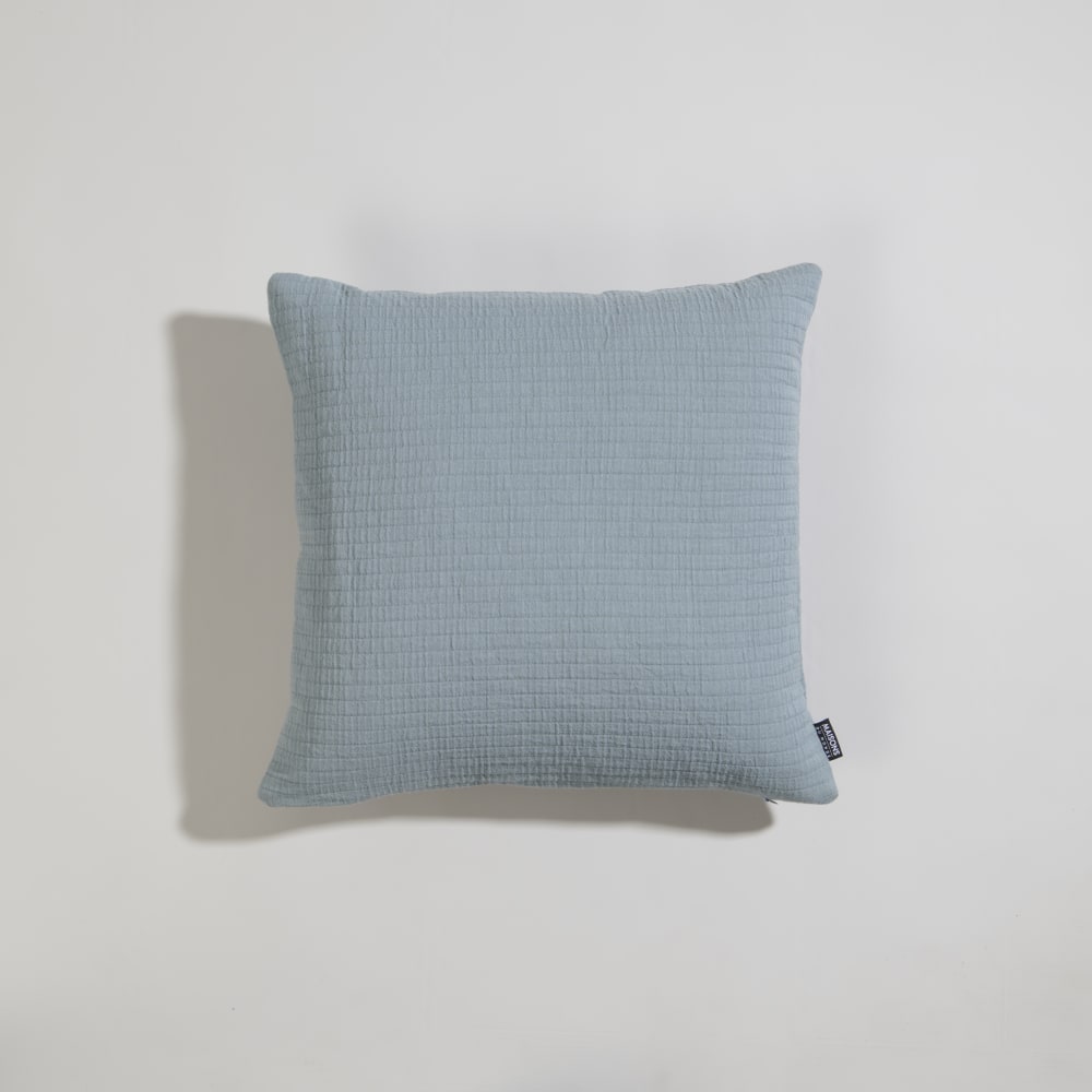 Housse de coussin en coton texturé bleu clair 40x40