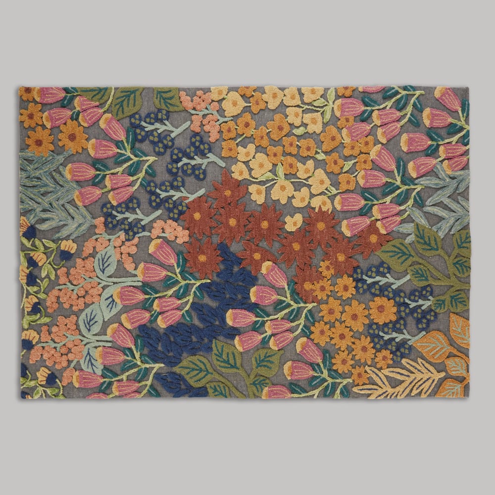 Tapis en laine motifs floraux en reliefs multicolores 160x230