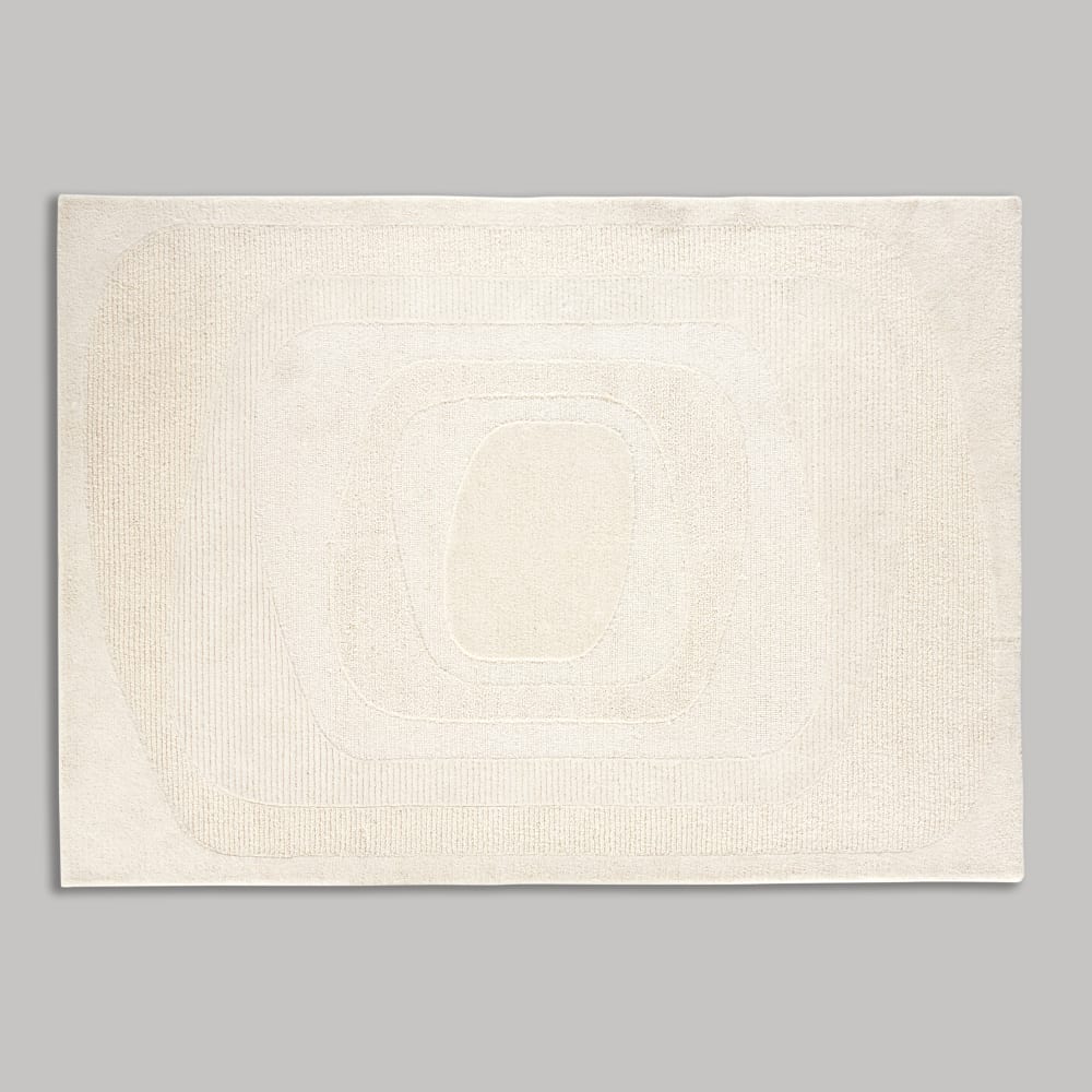 Tapis en laine tuftée motif contemporain écru 160x230