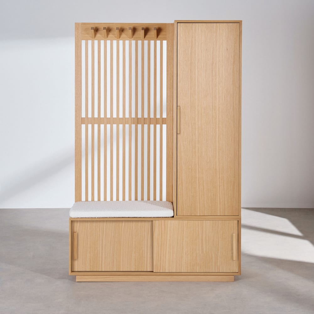 Vestiaire modulable en bois de chêne et placage chêne, L122 cm