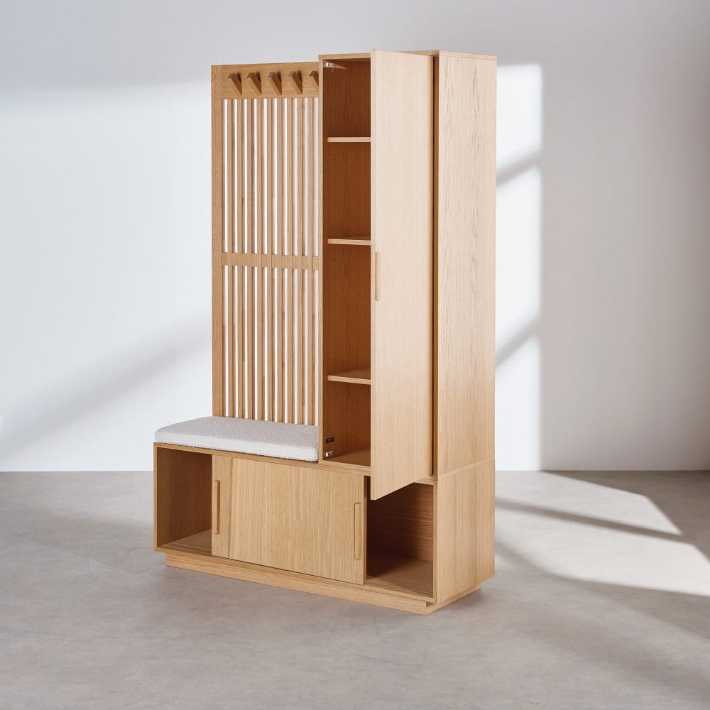 Vestiaire modulable en bois de chêne et placage chêne, L122 cm — vue 3