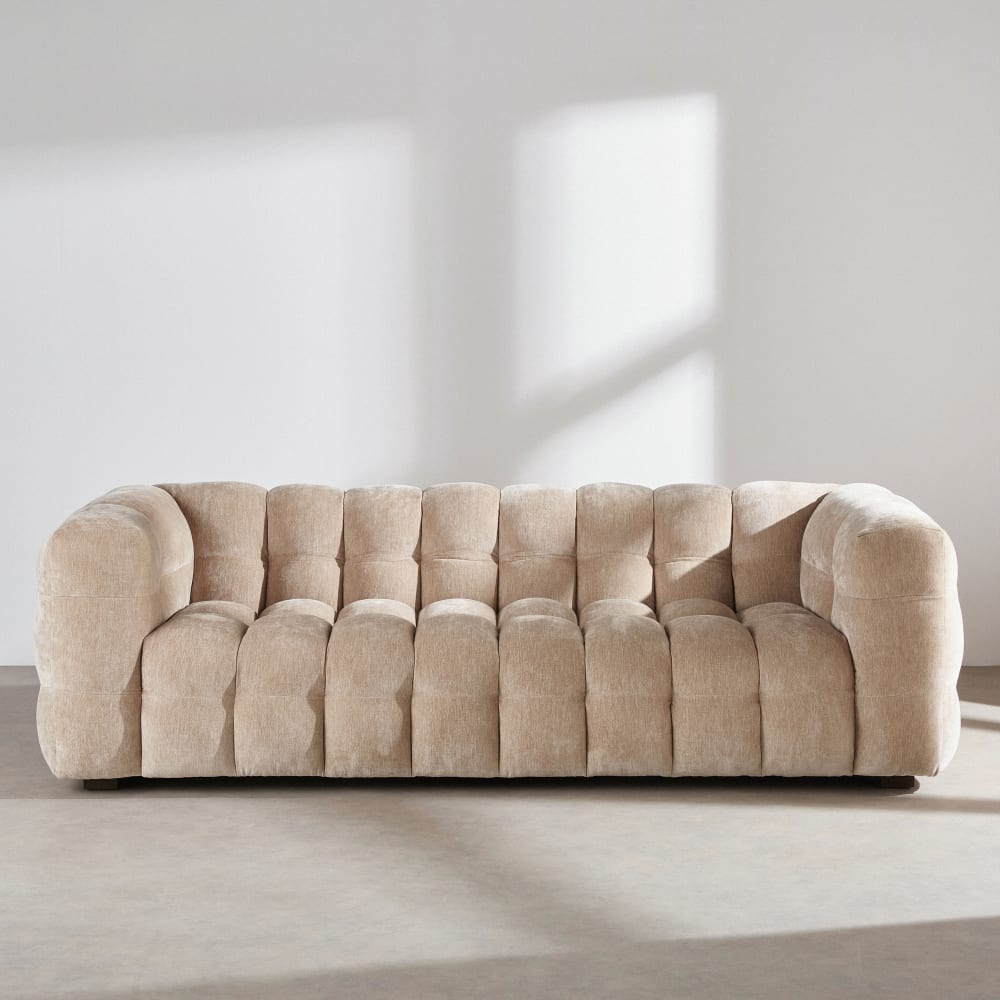 Canapé nuage 3/4 places beige latte effet vieilli - 240 cm — vue 3