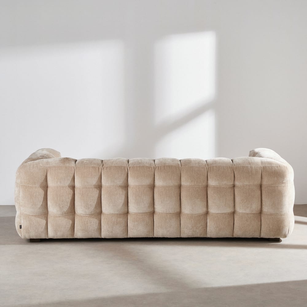 Lilo - Canapé nuage 3/4 places en velours beige latte effet usé - Vue supplémentaire 3