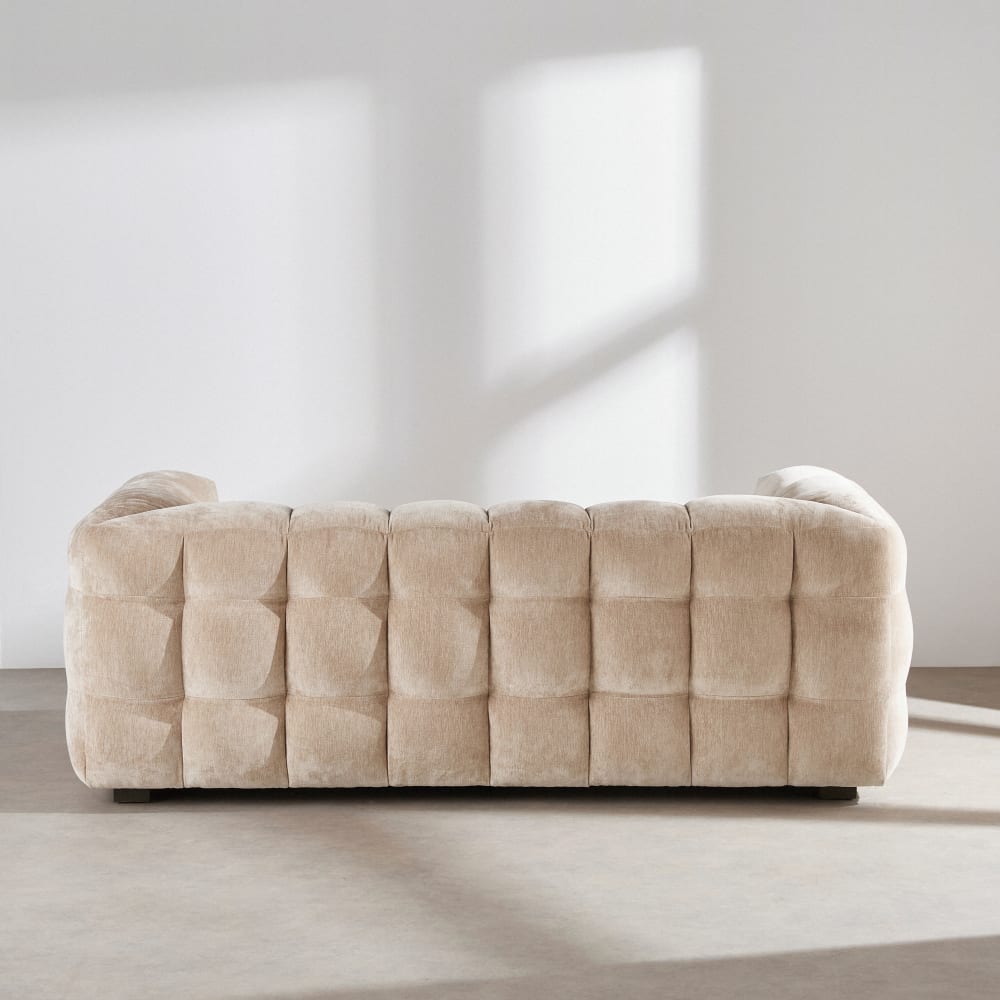 Lilo - Canapé nuage 2 places en velours beige latte effet usé - Vue supplémentaire 3