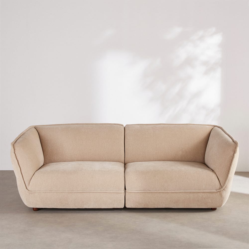 Canapé 3 places en tissu texturé beige