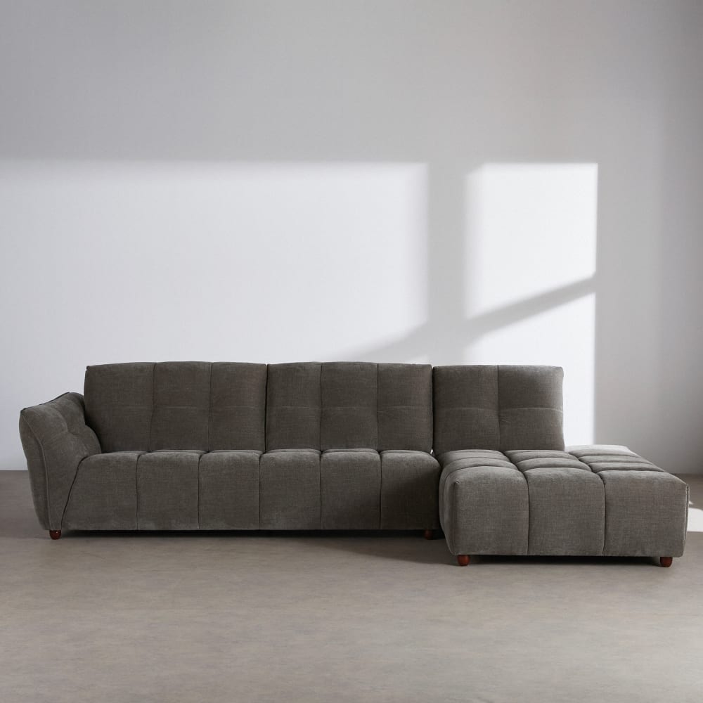 Canapé avance-recule 4/5 places effet velours vert de gris