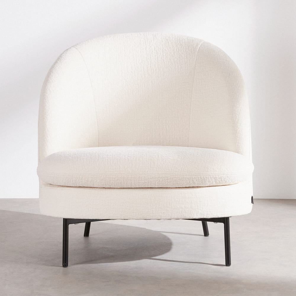 Fauteuil en tissu texturé ivoire