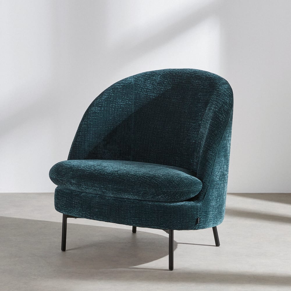 Fauteuil en tissu texturé - bleu
