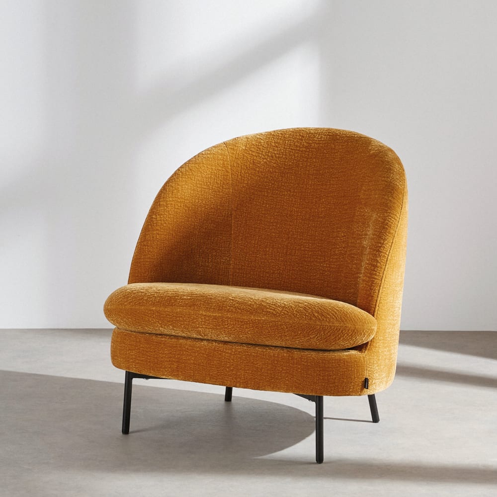 Fauteuil en tissu texturé - ocre