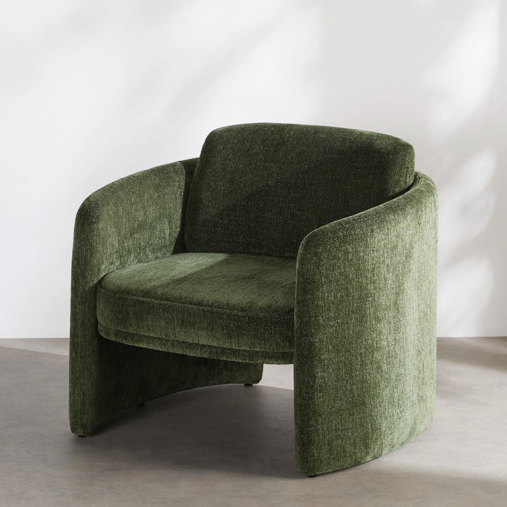 Fauteuil en tissu polyester tramé vert