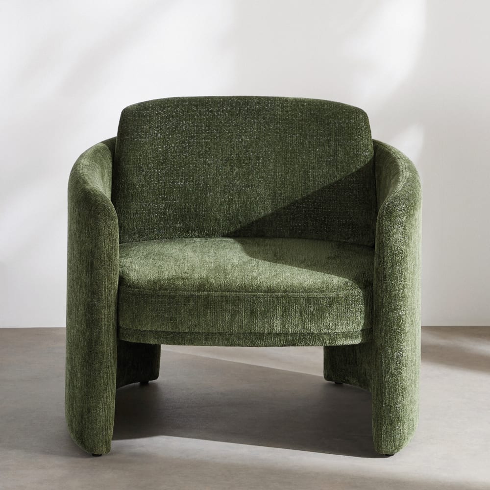 Fauteuil en tissu polyester tramé vert — vue 3
