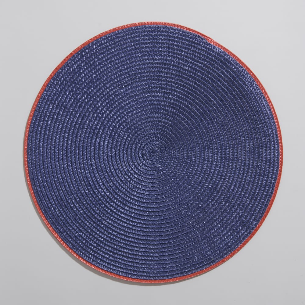 Set de table rond bleu et bordure orange D38