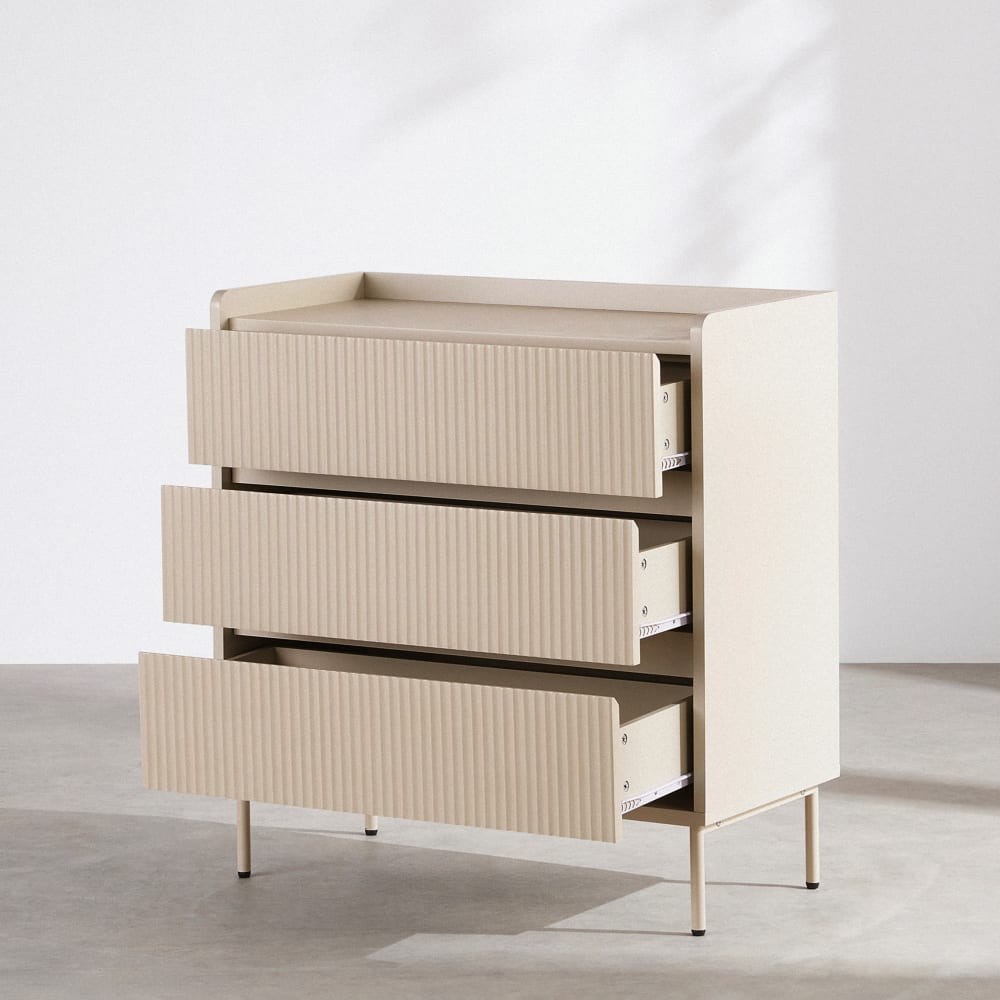 Commode 3 tiroirs écrue L80