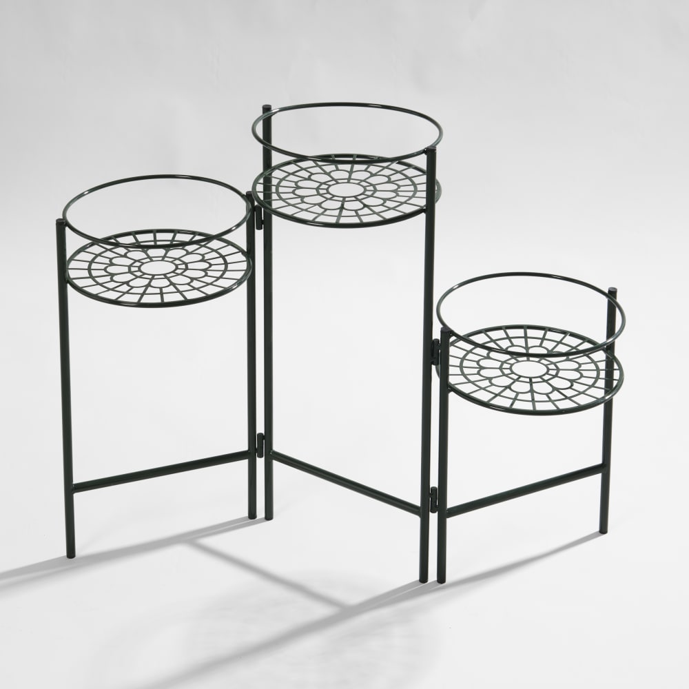 Porte-plantes en fer forgé vert