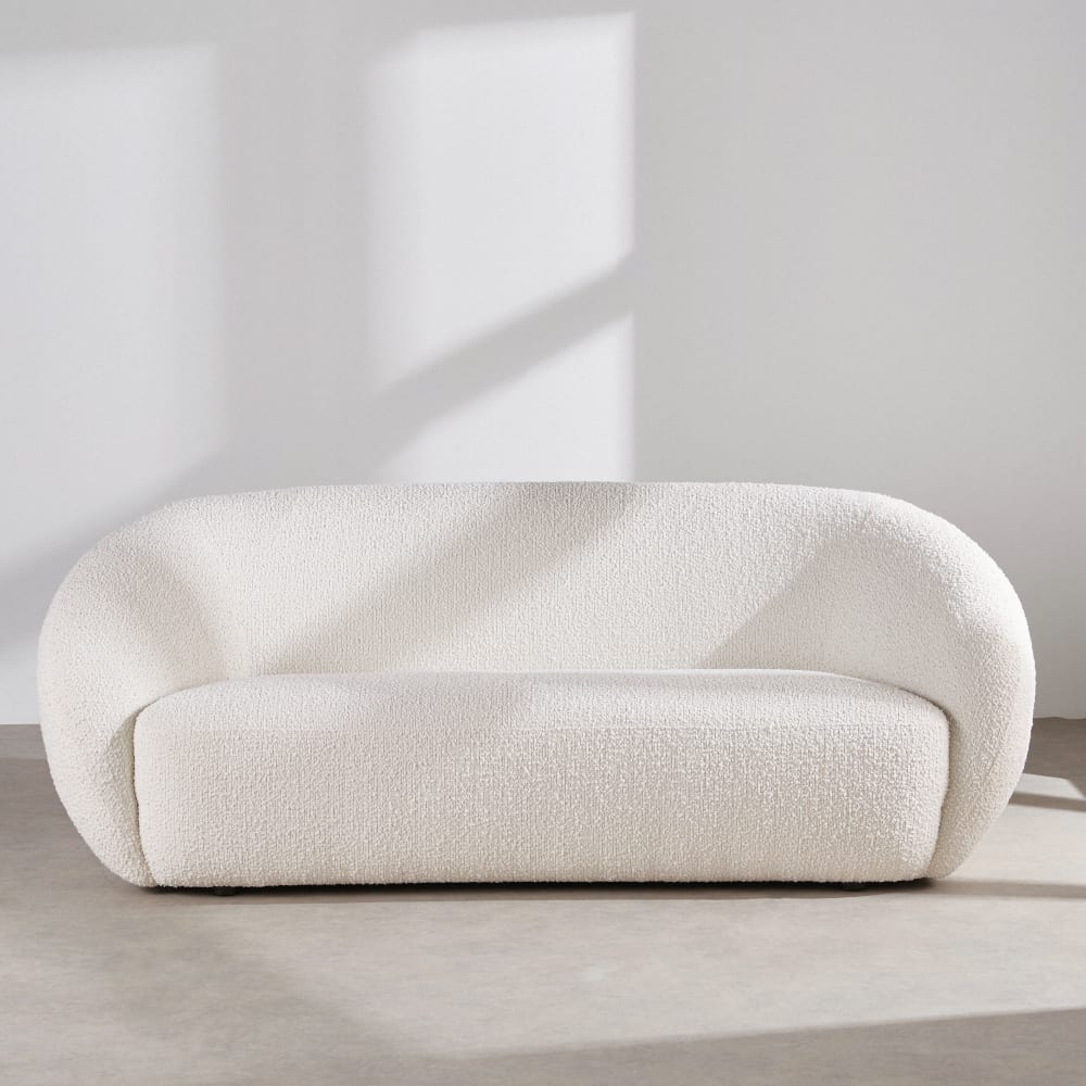 Canapé 3 places en bouclettes écrues