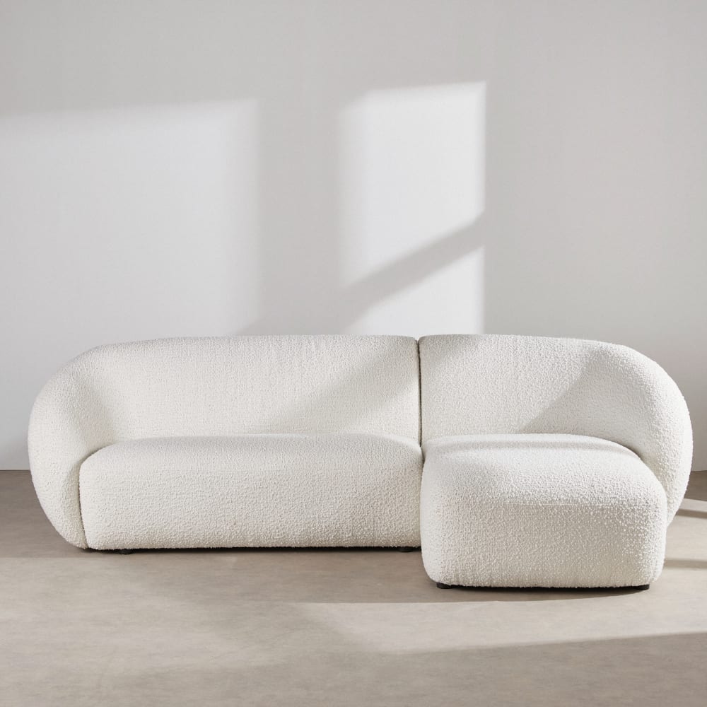 Mallow - Canapé d'angle droit 4/5 places bouclette écrue - Vue supplémentaire 1