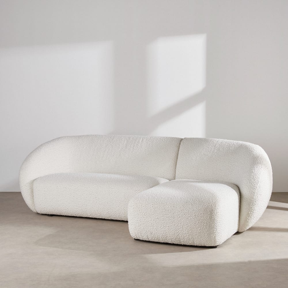 Mallow - Canapé d'angle droit 4/5 places bouclette écrue - Vue supplémentaire 2