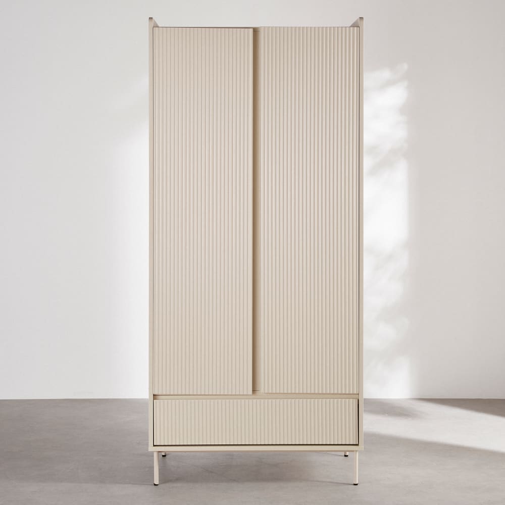 Armoire 2 portes battantes 1 tiroir écrue L90