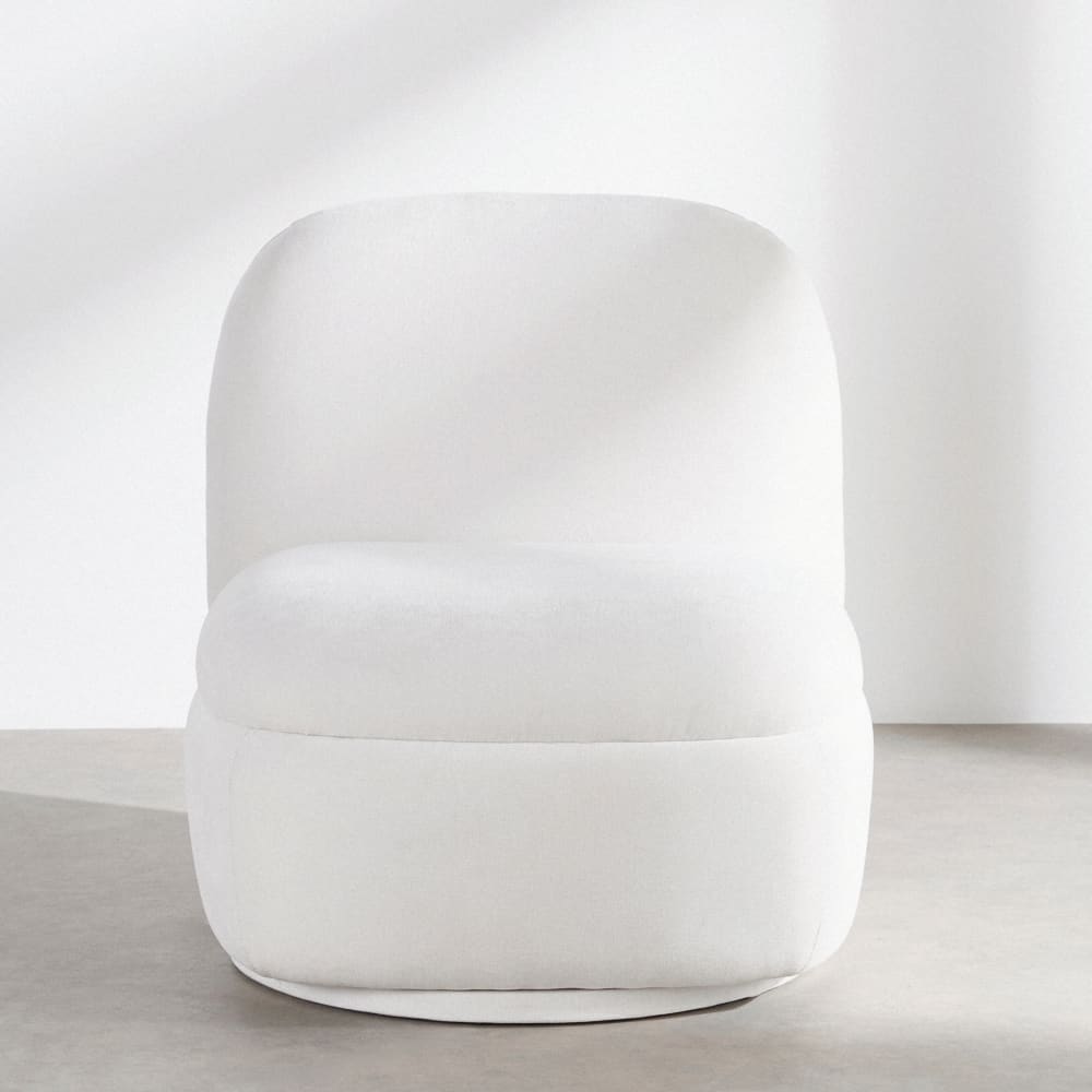 Fauteuil pivotant effet velours beige — vue 3