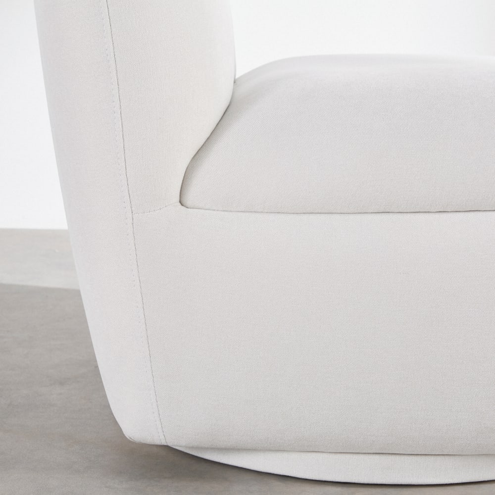 Fauteuil pivotant effet velours beige — vue 4