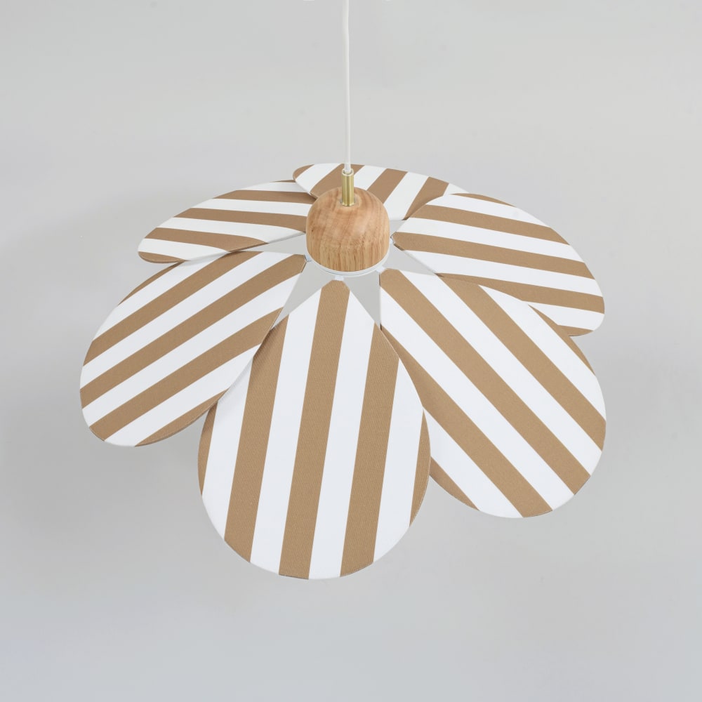 Suspension fleur en tissu à rayures ocres et blanches (Maisons du Monde) - Image 1