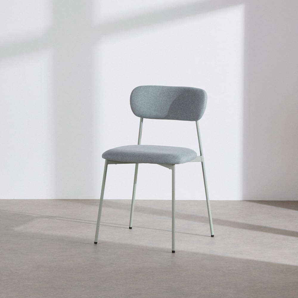 Chaises en acier vert d'eau et tissu polyester recyclé vert d'eau (x2) — vue 3