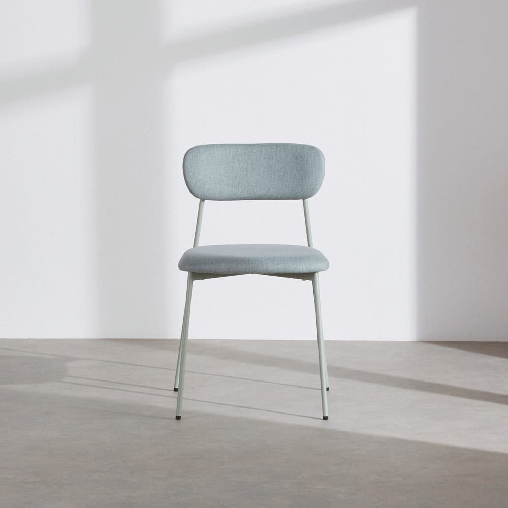 Chaises en acier vert d'eau et tissu polyester recyclé vert d'eau (x2) — vue 4