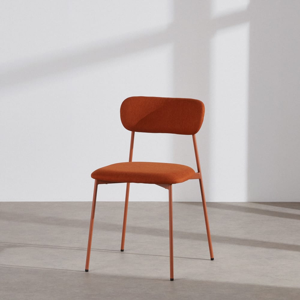 Chaises en acier terracotta et textile recyclé terracotta (x2)