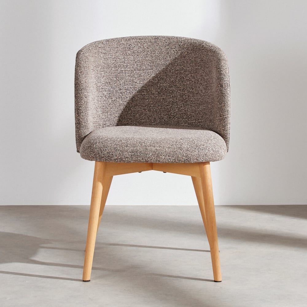 Chaise en tissu polyester moka et bois de hêtre — vue 3
