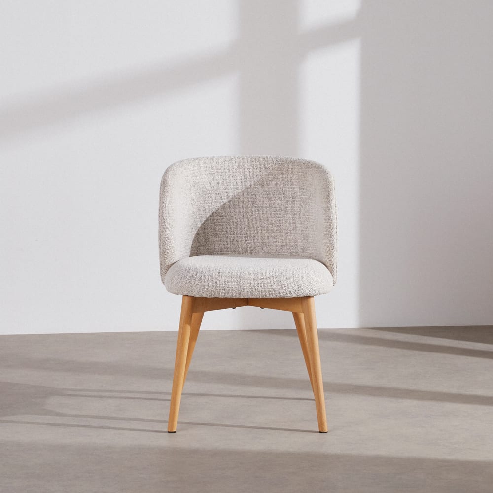 Chaise en tissu polyester écru et bois de hêtre — vue 3