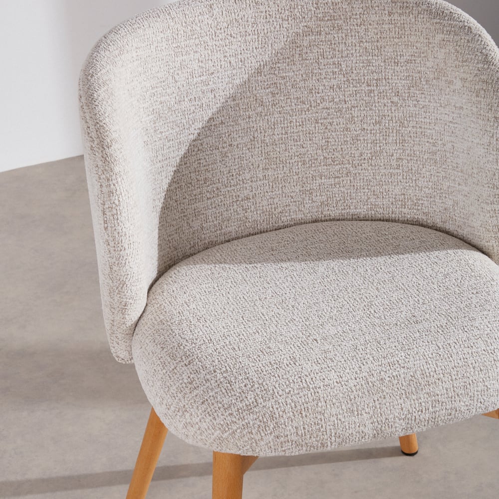 Chaise en tissu polyester écru et bois de hêtre — vue 4
