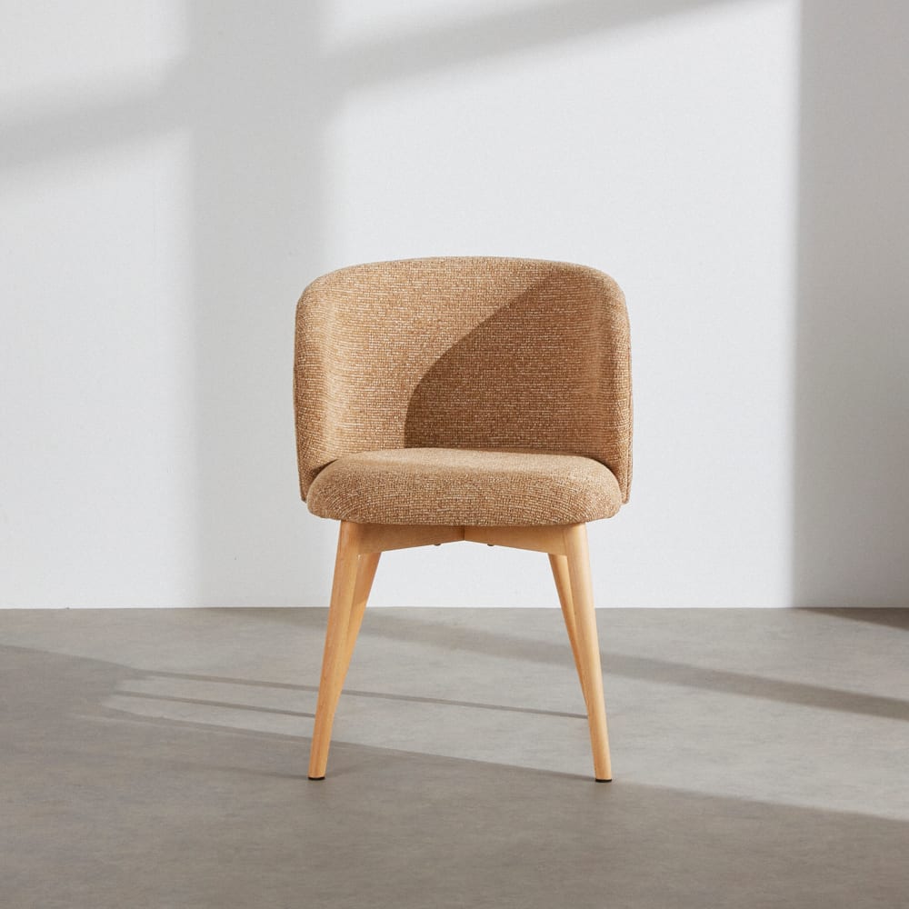 Chaise en tissu polyester ocre et bois de hêtre — vue 3
