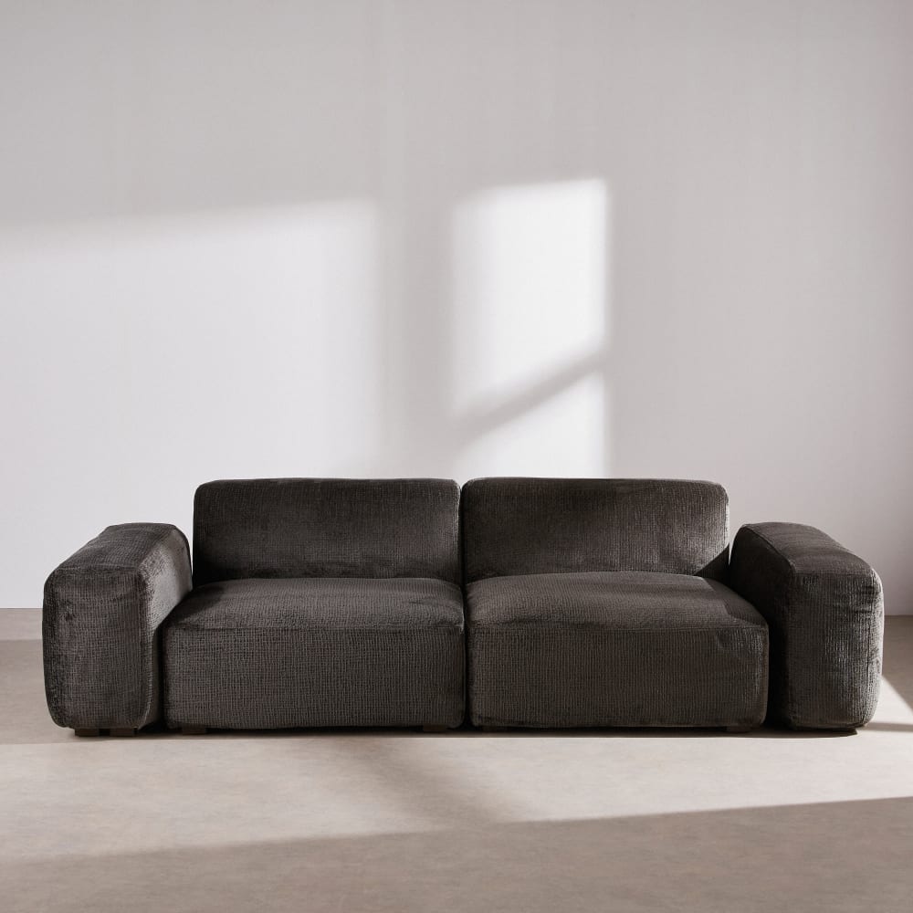 Canapé 4 places déhoussable noir charbon