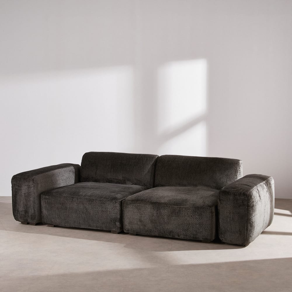 Canapé 4 places déhoussable noir charbon