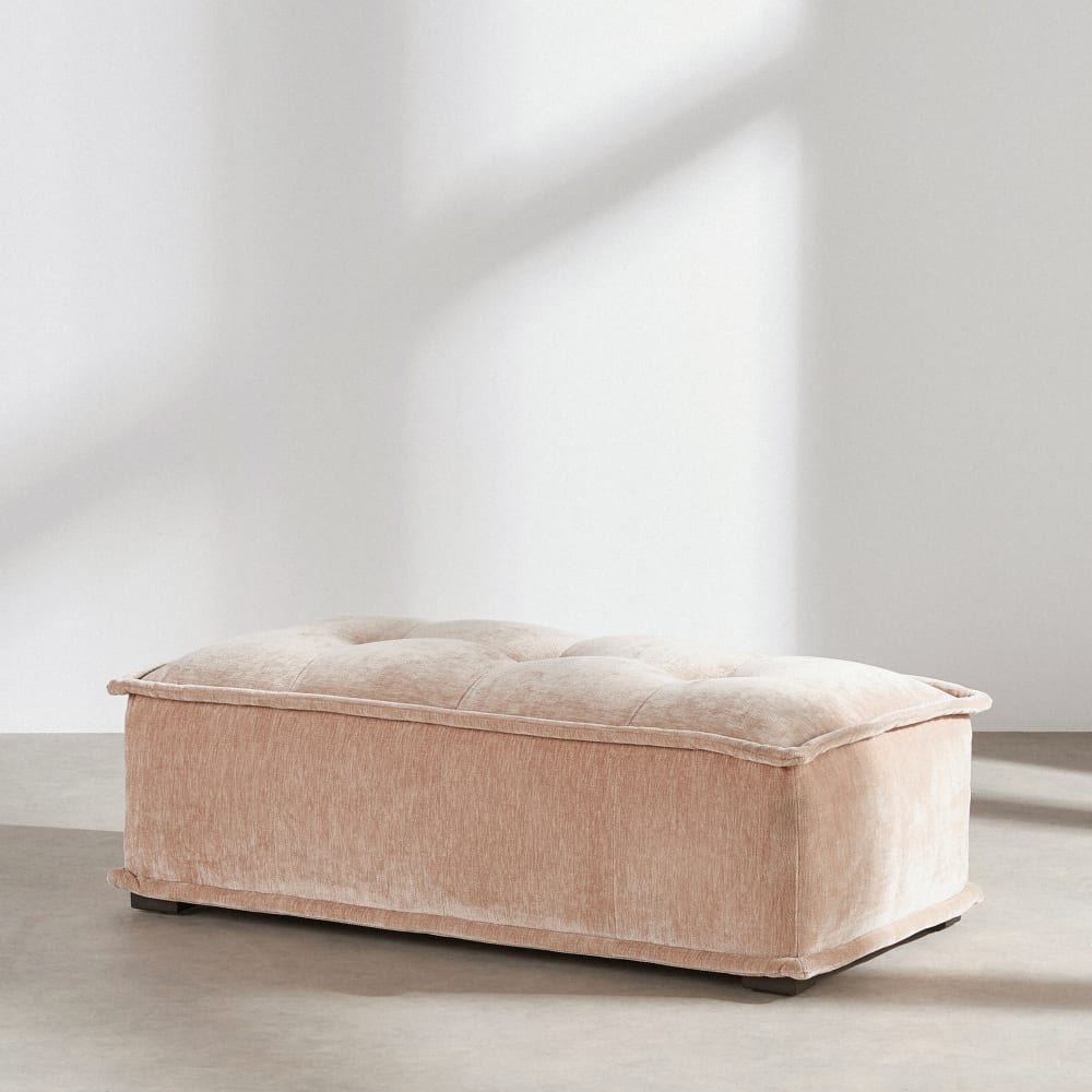 Pouf pour canapé modulable effet velours beige latte — vue 3