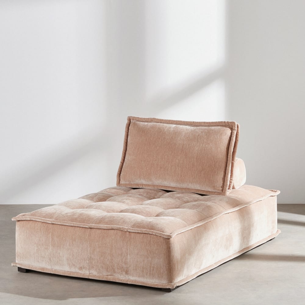 Méridienne pour canapé modulable effet velours beige latte