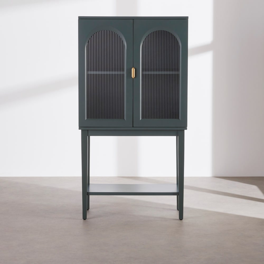 Buffet haut 2 portes battantes vitrées vert sapin L80