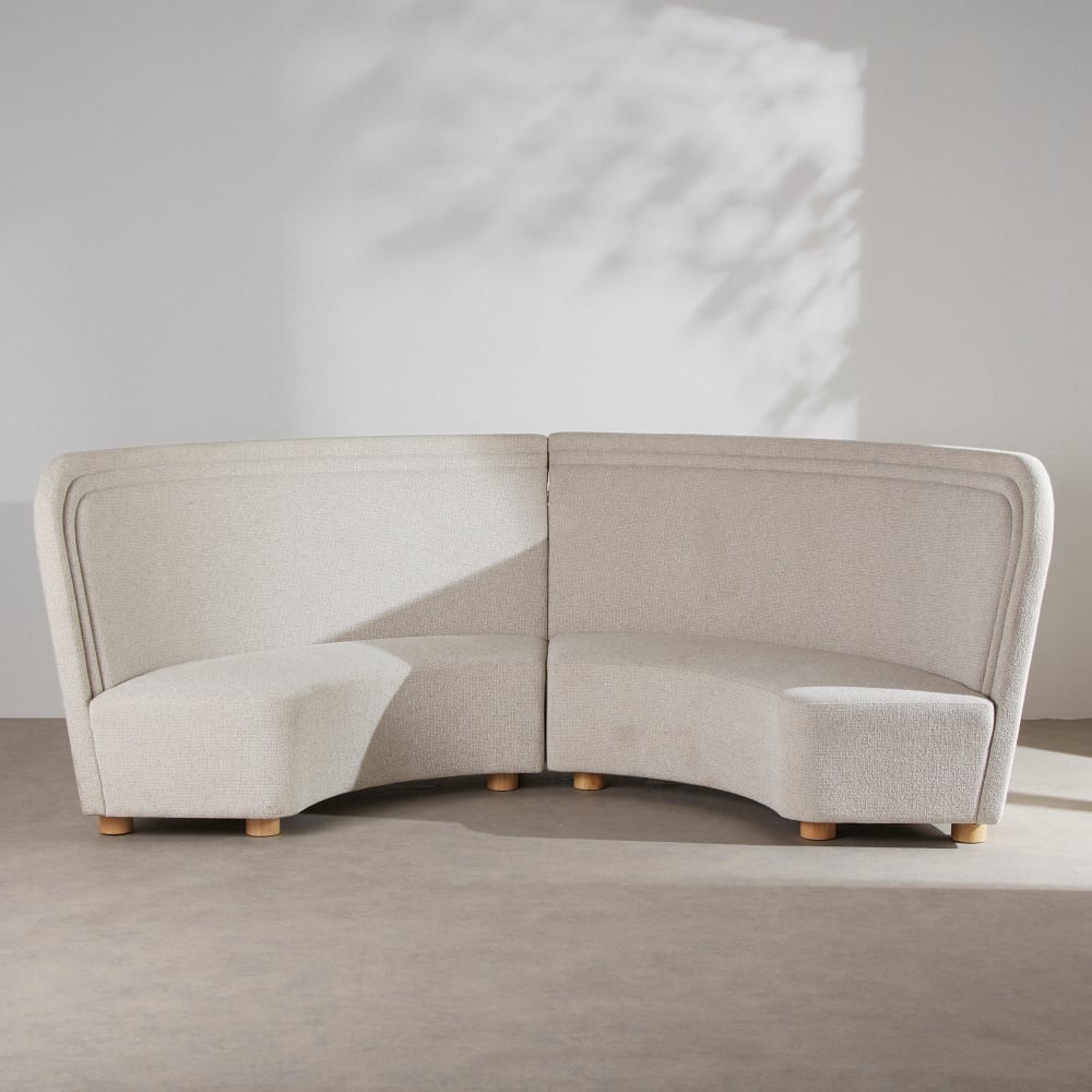 Banquette ronde professionnelle 3/4 places en tissu polyester beige chiné