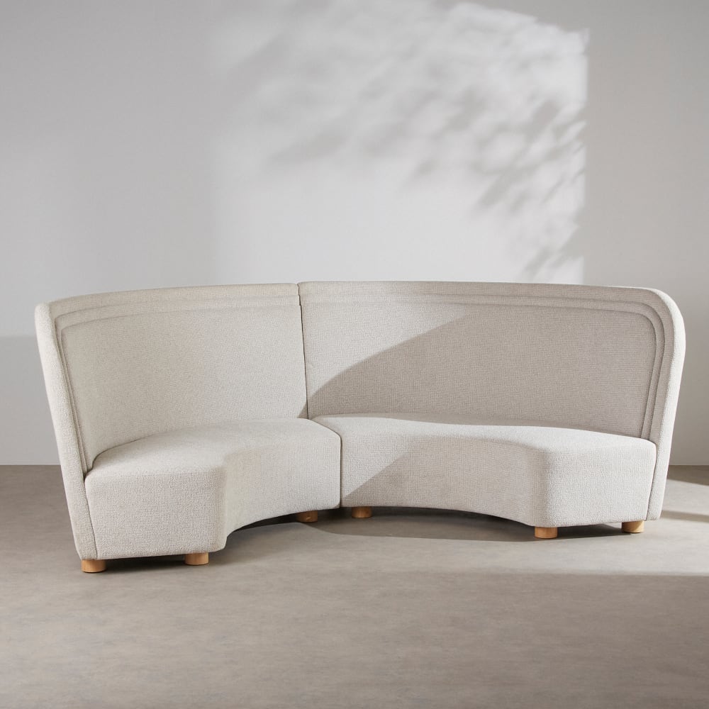 Banquette ronde professionnelle 3/4 places en tissu polyester beige chiné — vue 3